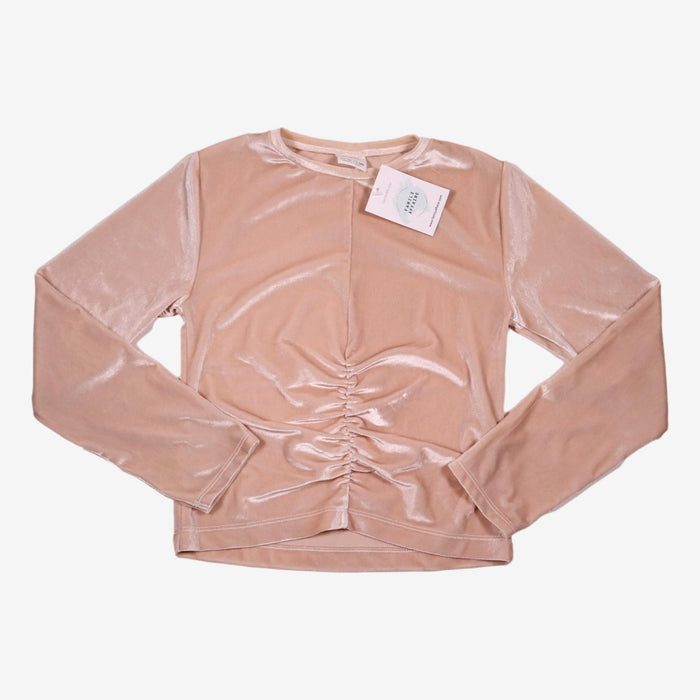 ZARA 10 ans haut velours rose pale fronce devant