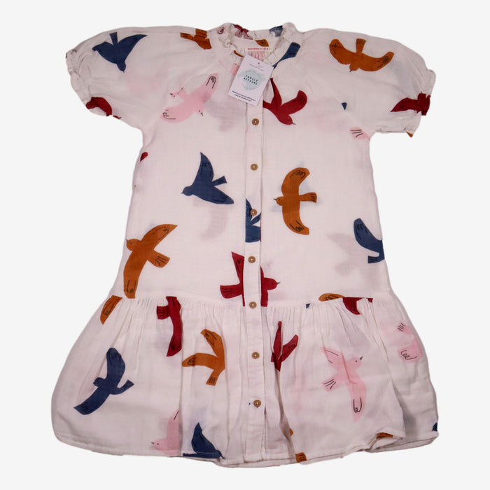 MONOPRIX 8 ans robe en gaze de coton blanc et oiseaux