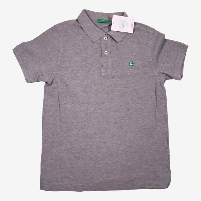 BENETTON 12 ans polo gris écusson vert