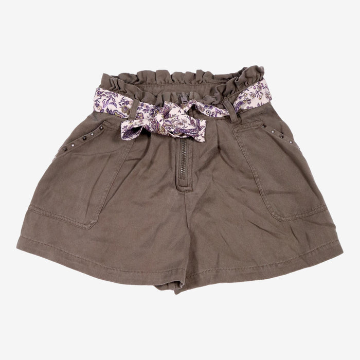 IKKS 8 ans Short kaki avec ceinture fleurie