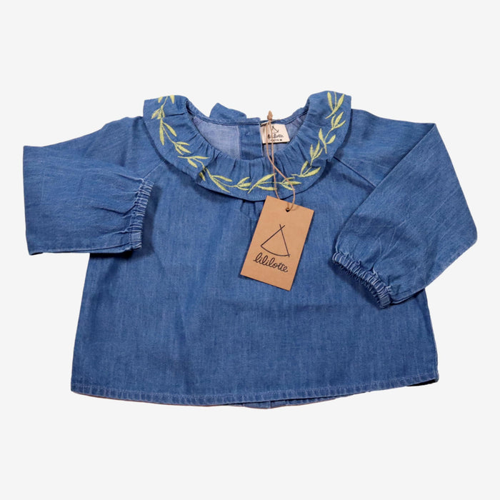 LILILOTTE outlet 12/18m blouse brodée feuille verte