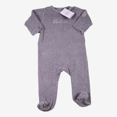 JACADI 12 mois Pyjama en velours gris broderie train