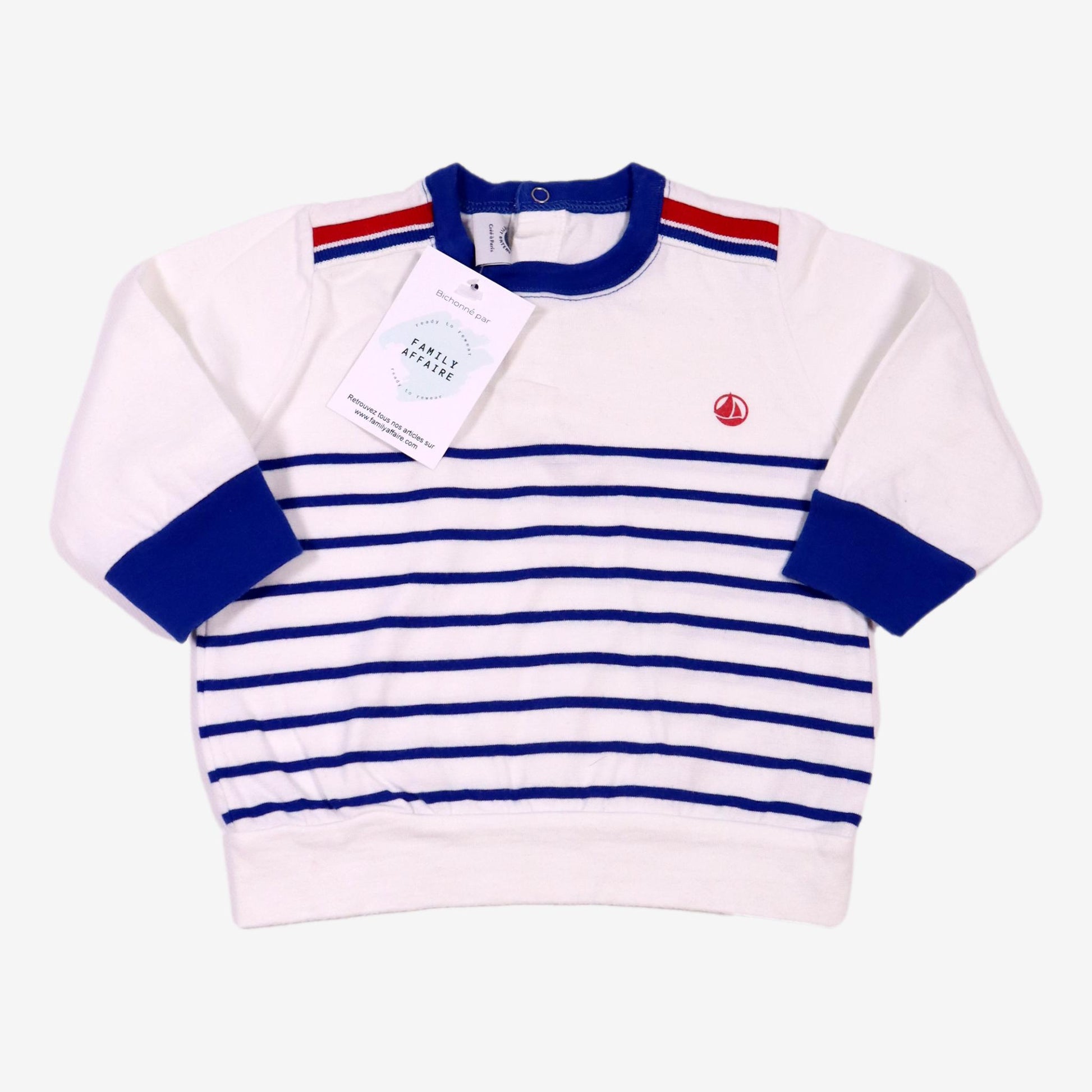 PETIT BATEAU 6 mois Tee-Shirt blanc marinière