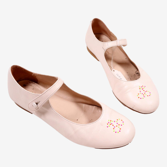 BONPOINT P35 ballerines blanche a brides cerise