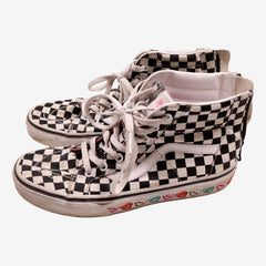 VANS P36 baskets montantes a damier noir blanc