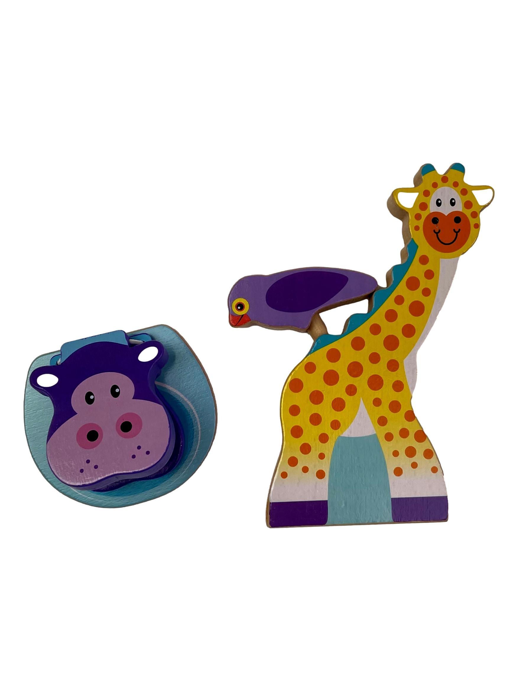 MELISSA and DOUG Jeu en bois girafe, oiseau, hippo