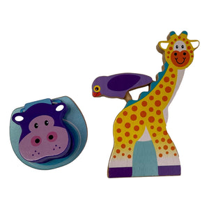 MELISSA and DOUG Jeu en bois girafe, oiseau, hippo