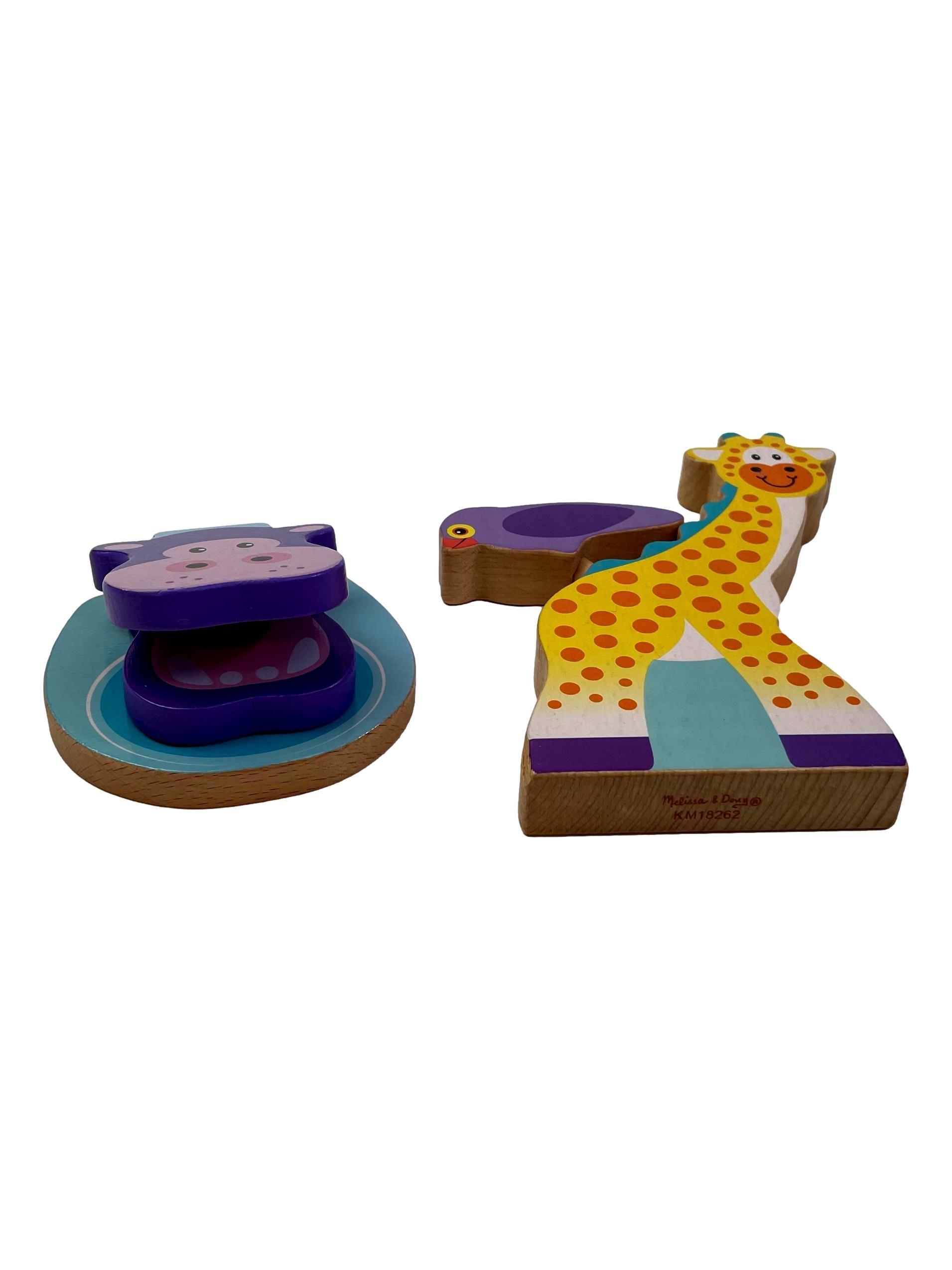 MELISSA and DOUG Jeu en bois girafe, oiseau, hippo