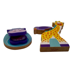 MELISSA and DOUG Jeu en bois girafe, oiseau, hippo