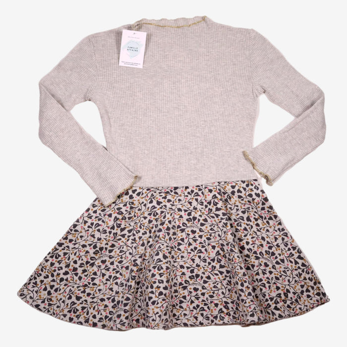 PETIT BATEAU 8 ans robe grise à fleurs