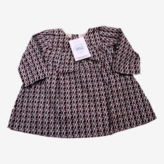 BONPOINT 6m robe motif gris noir prune