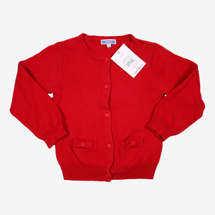 JACADI 3 ans gilet en laine rouge avec poches à nœuds