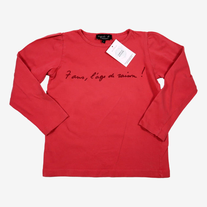 AGNES B 7 ans tee-shirt rose "7 ans, l'âge de raison !"