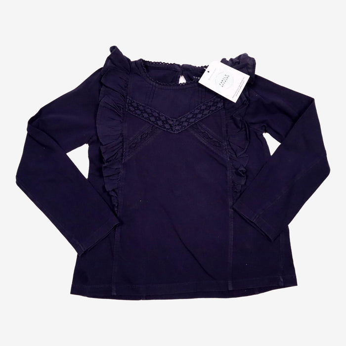 CYRILLUS 8 ans blouse bleu marine à volants