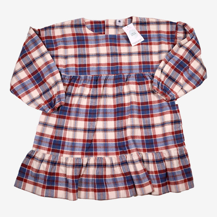 PETIT BATEAU 8 ans robe à carreaux bleu et rouge