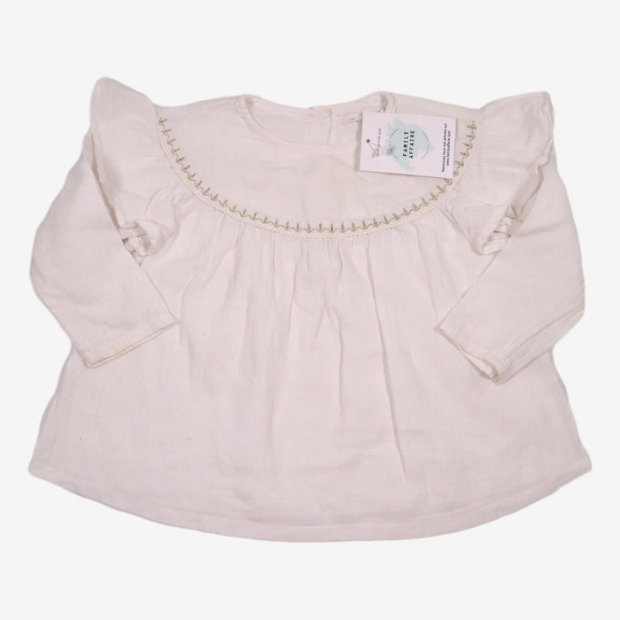 BOUTCHOU 18 mois blouse blanche broderie dorée