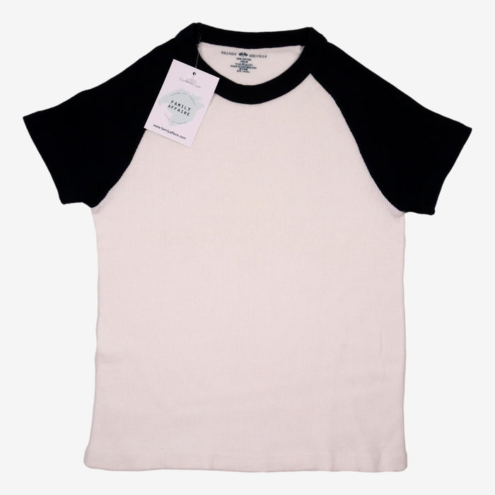 BRANDY MELVILLE 10 ans tee shirt cotelé blanc noir