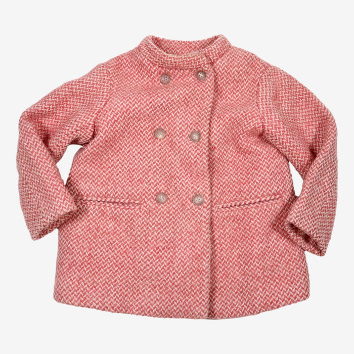 BONPOINT 4 ans manteau en laine rose et blanc