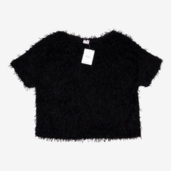 ZARA 14 ans top noir poilu à paillettes