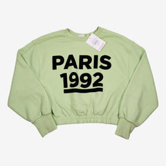 ZARA 9 ans sweat vert "Paris 1992"