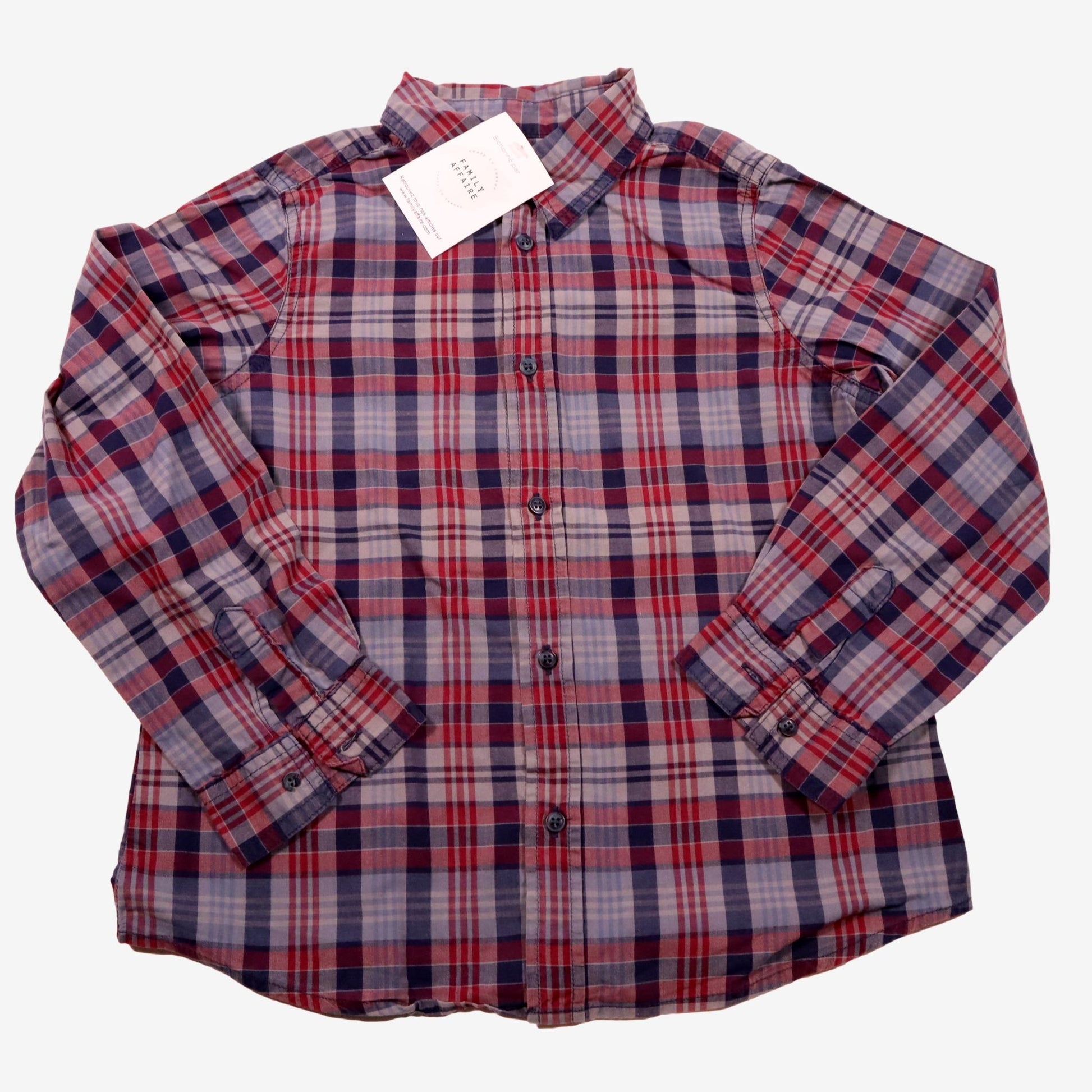 BONPOINT 6 ans chemise grise rouge