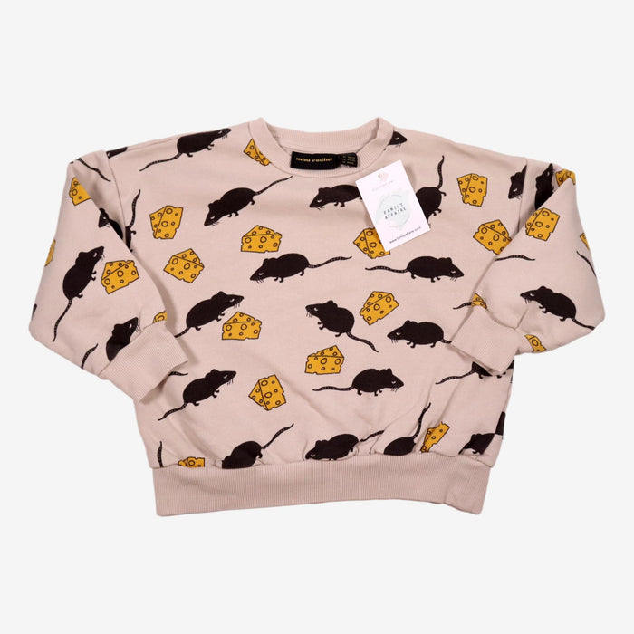 MINI RODINI 4/5 ans sweat écru motif souris