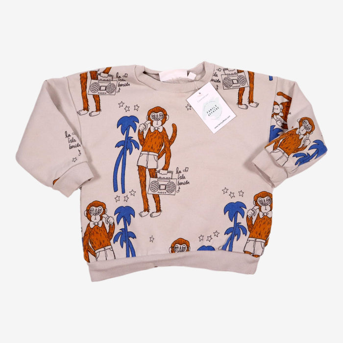 MINI RODINI 3 ans sweat écru motif singes