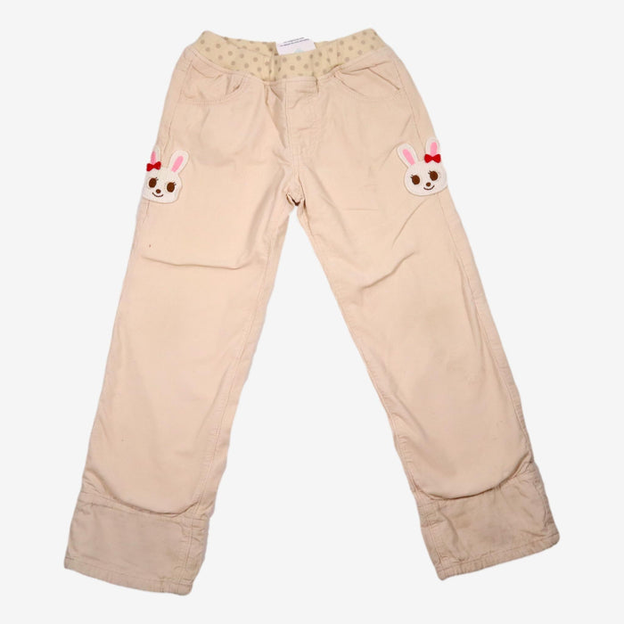 MIKI HOUSE 7 ans pantalon velours crème lapin