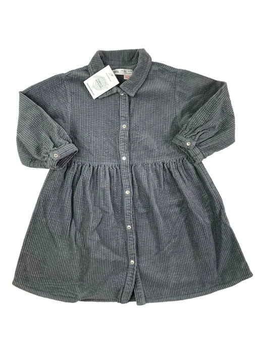 ZARA 4/5 ans robe bleu gris en velours cotelé