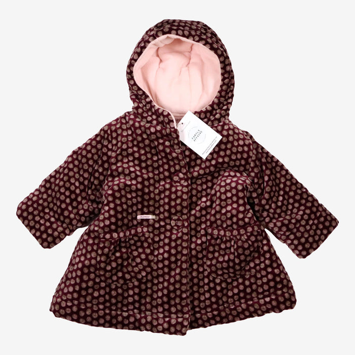 MARESE 6 mois manteau en velours bordeaux à pois