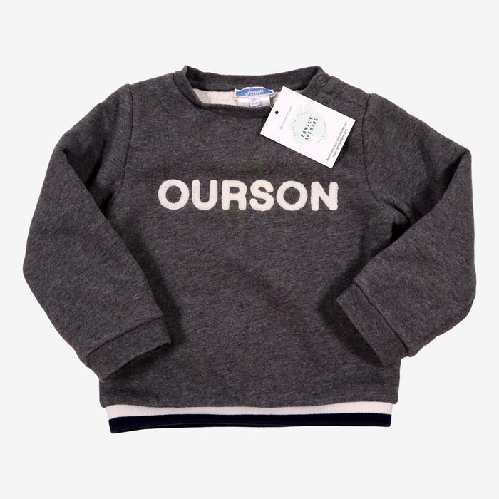 JACADI 3 ans sweat gris OURSON (défaut)