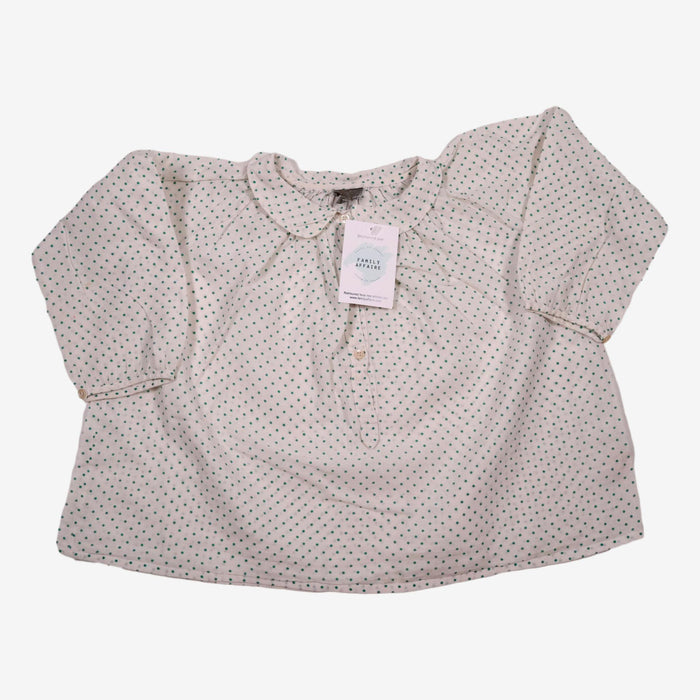 BONTON 6 ans blouse blanche à pois verts