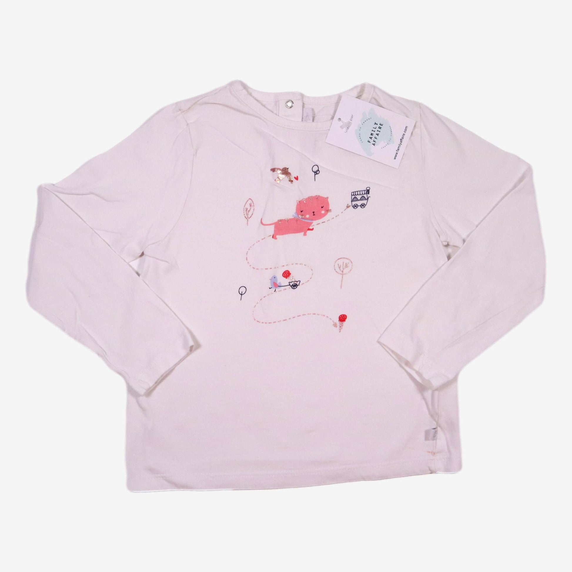 CADET ROUSELLE 4 ans tee shirt blanc chat rose