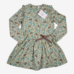 TARTINE ET CHOCOLAT 5 ans robe verte à imprimé plumes