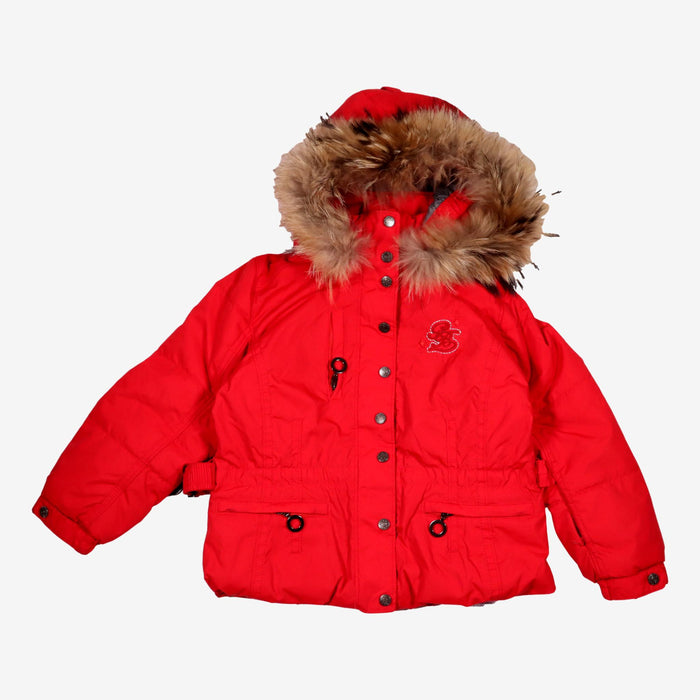 POIVRE BLANC 4 ans manteau de ski rouge à fourrure