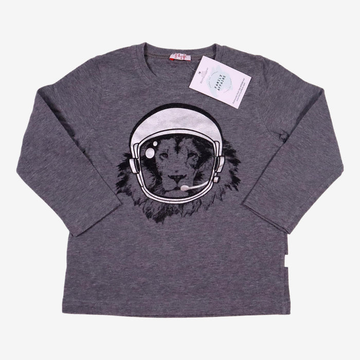 IL GUFO 2 ans T-shirt gris motif lion