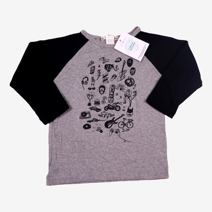 BONPOINT 2 ans T-shirt gris manches bleues