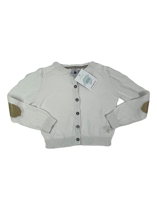 PETIT BATEAU 3 ans gilet blanc coudes dorés