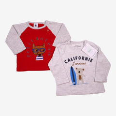 6 mois Lot de 2 Tee-shirts gris rouge