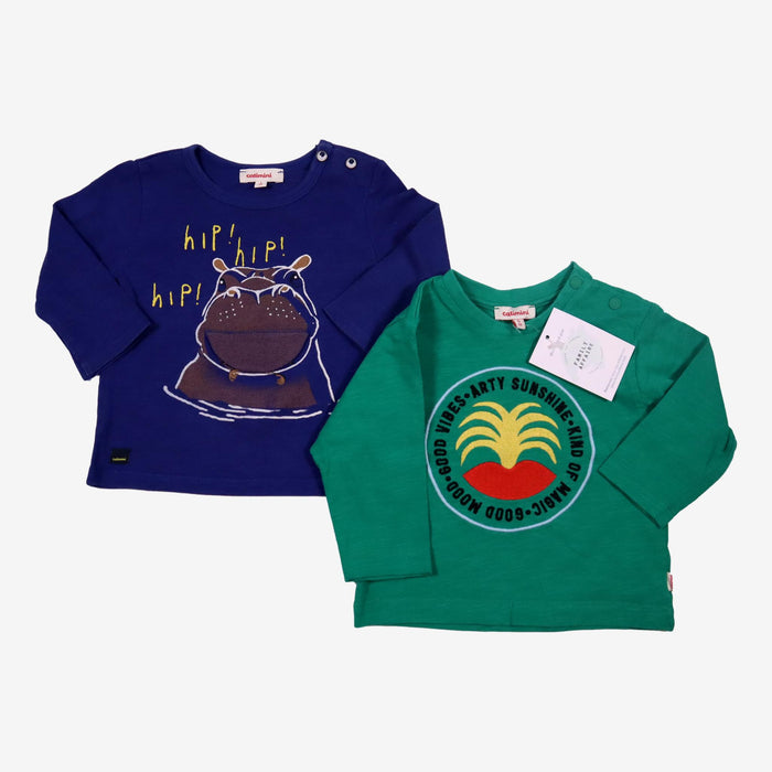 CATIMINI 6 mois Lot de 2 Tee-Shirts vert et bleu