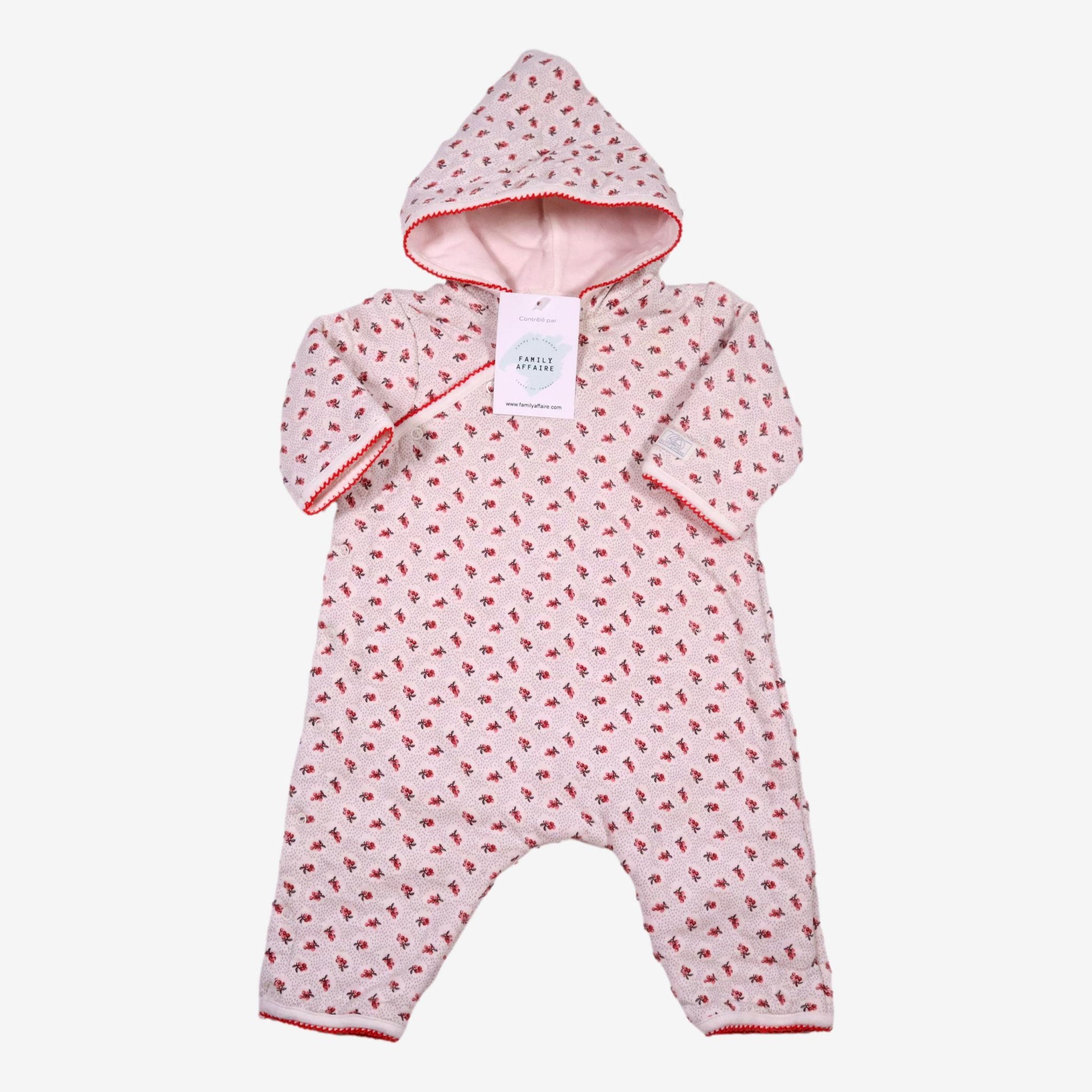 PETIT BATEAU 3 mois Combinaison capuche cerises