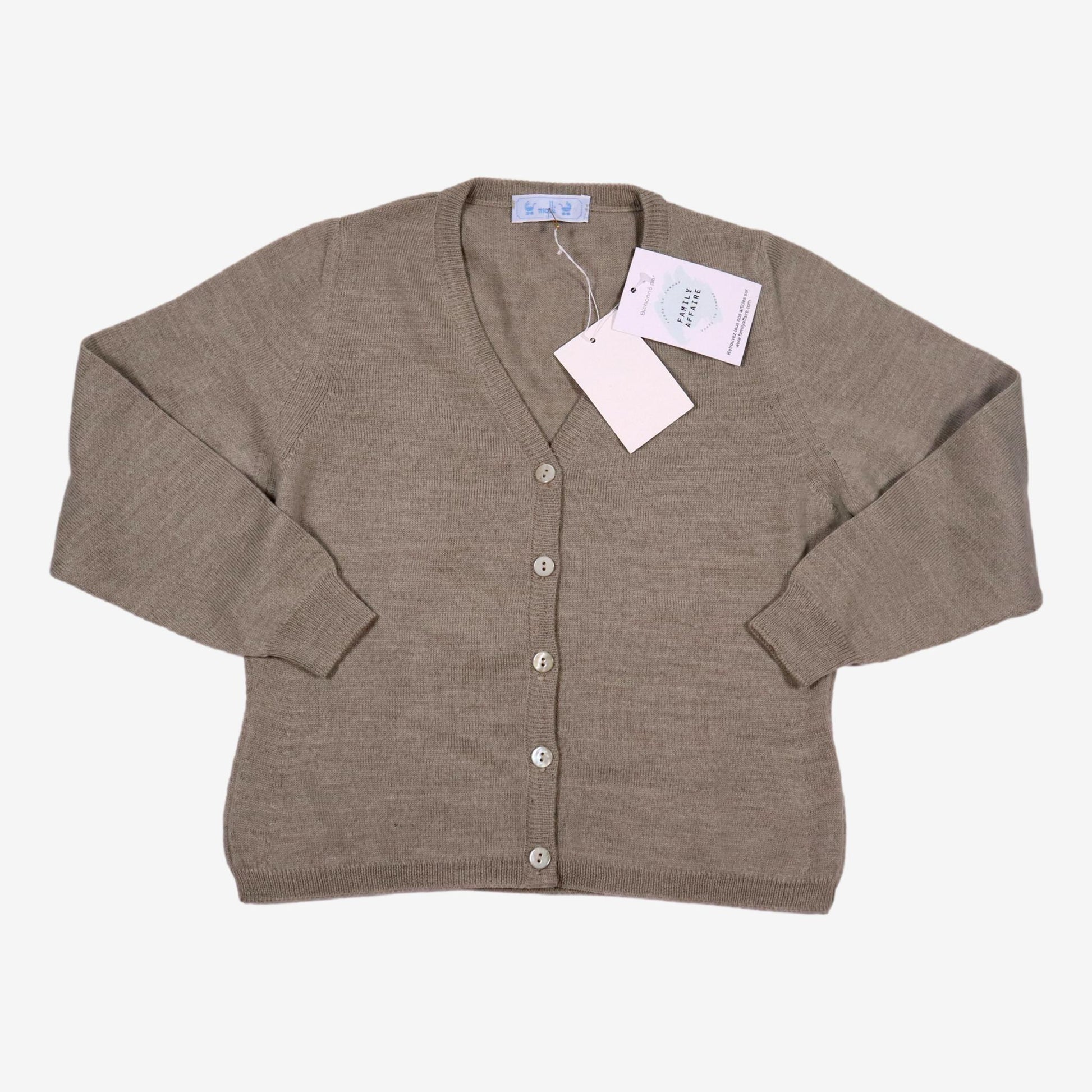 MOLLI 6 ans Gilet 100% laine mérinos taupe (défaut)