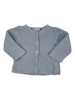 JACADI 12 mois Gilet en coton maille bleue