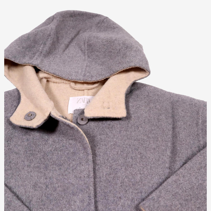 ZARA 7 ans manteau gris laine bouillie