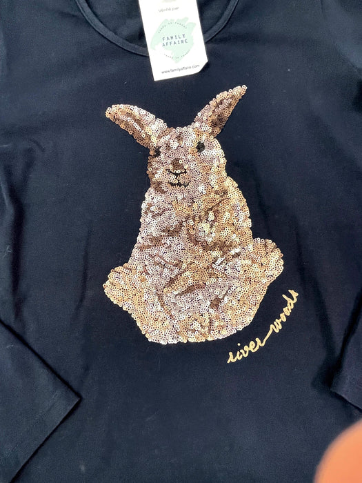 RIVER WOODS 14 ans tee shirt noir lapin sequins dorés