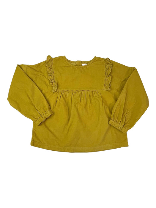 MONOPRIX 8 ans blouse en velours jaune moutarde