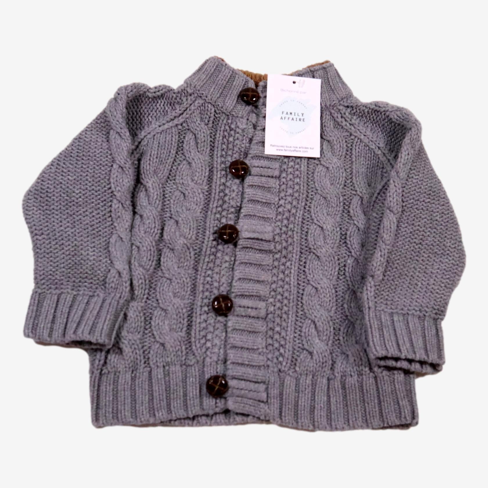 GAP 12 mois Gilet coton gris torsades