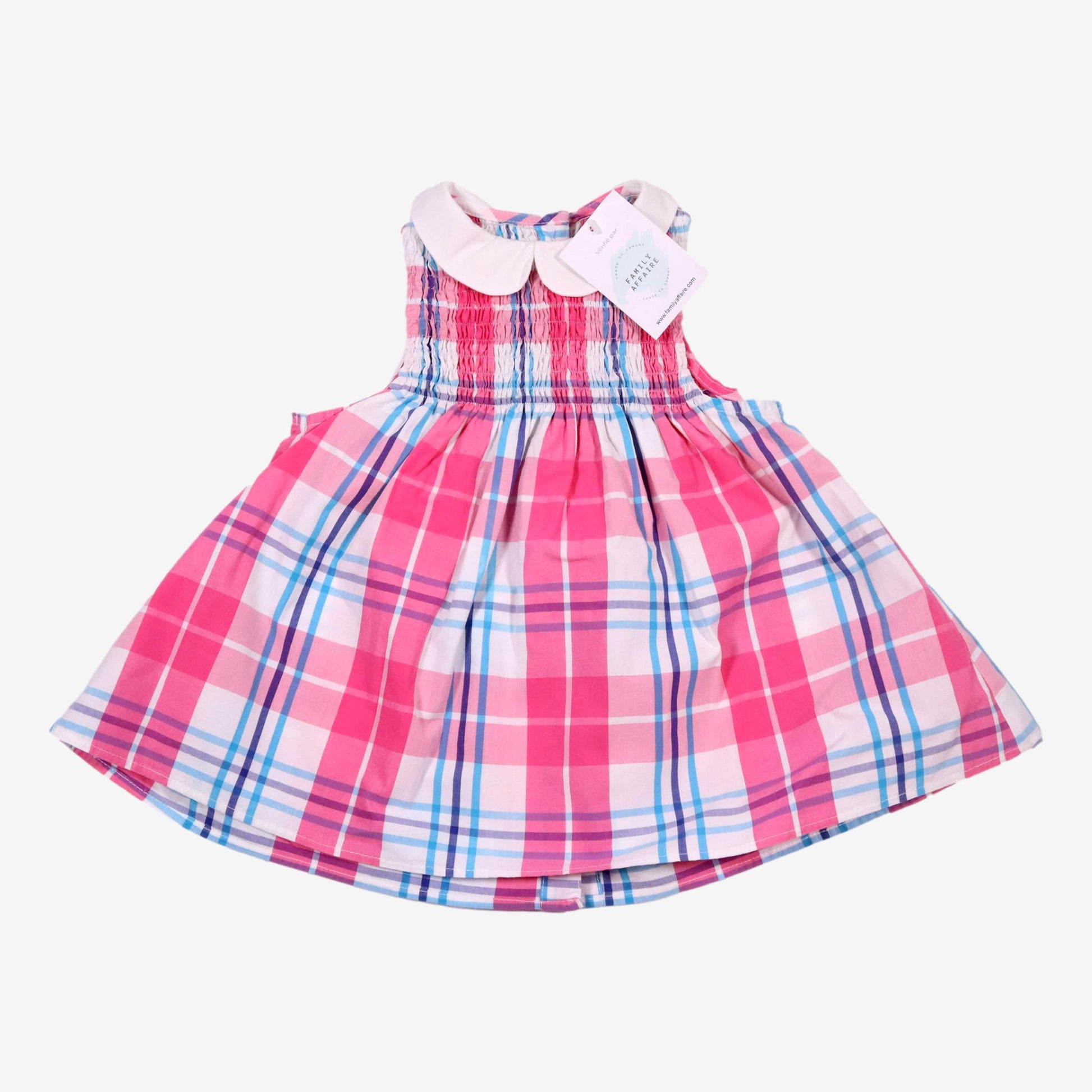 L'ORANGERIE 4 ans Blouse à carreaux rose et bleu col claudine