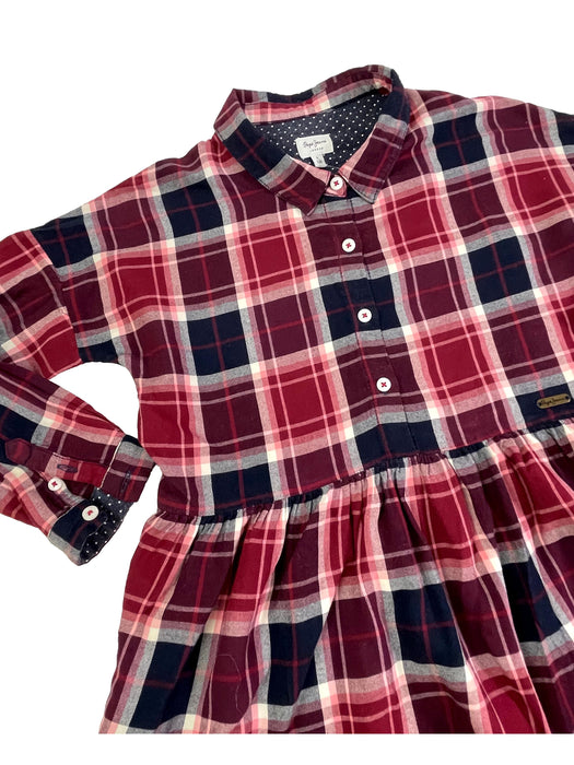 PEPE JEANS 8 ans Robe a carreaux bordeaux noir