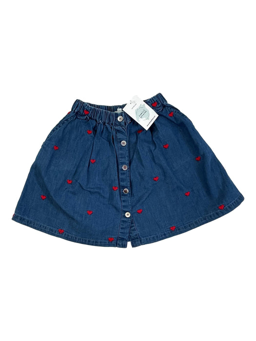 BONTON 6 ans Jupe en chambray jean et coeurs rouge FAMILY AFFAIRE